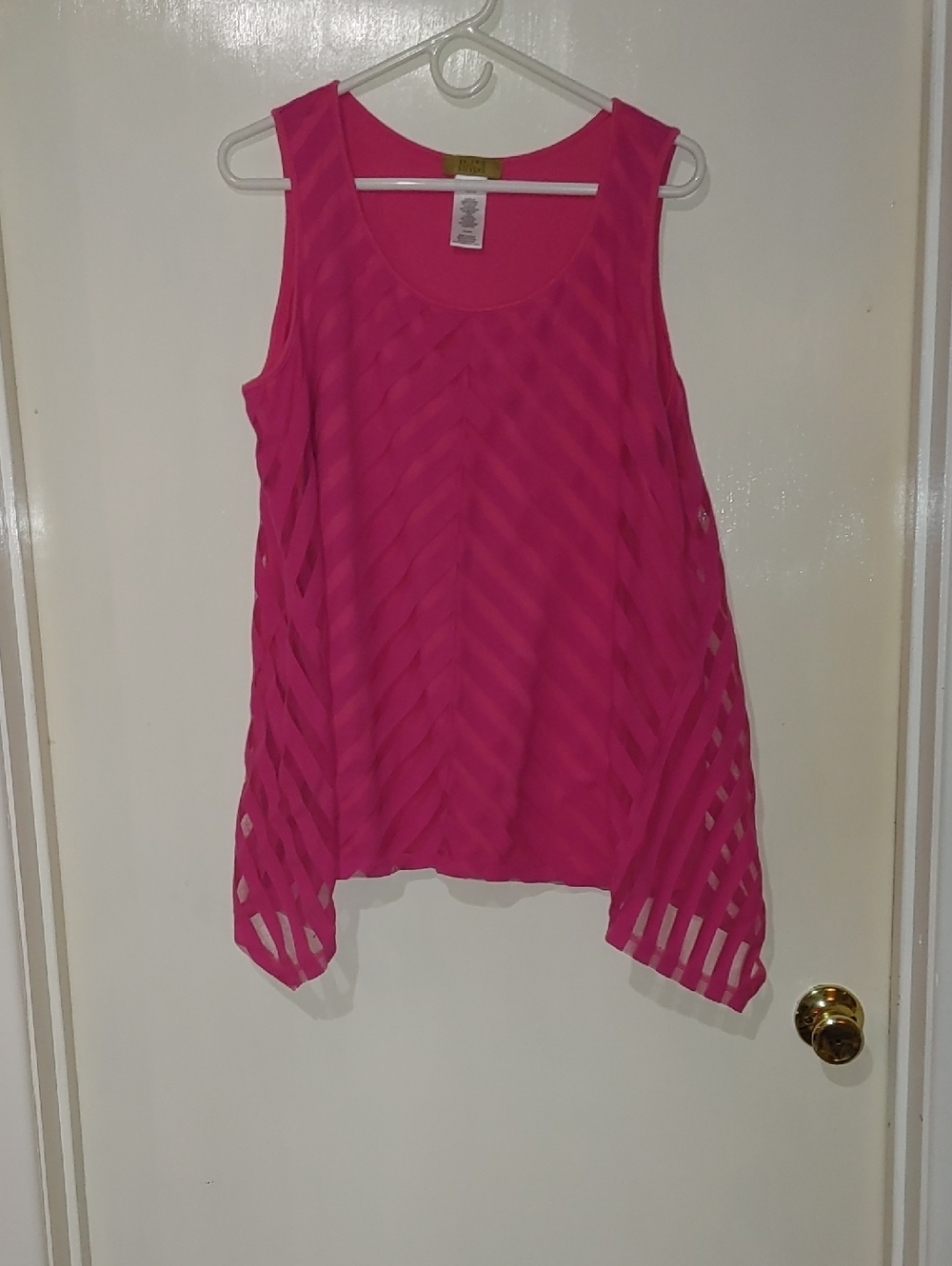 Valerie Stevens Hot Pink Layered Cutout Tank